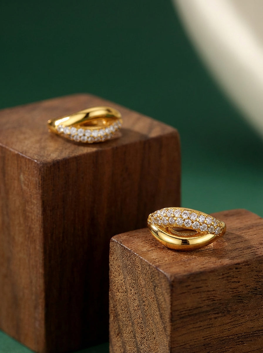 Sleek Pave Huggie Hoops
