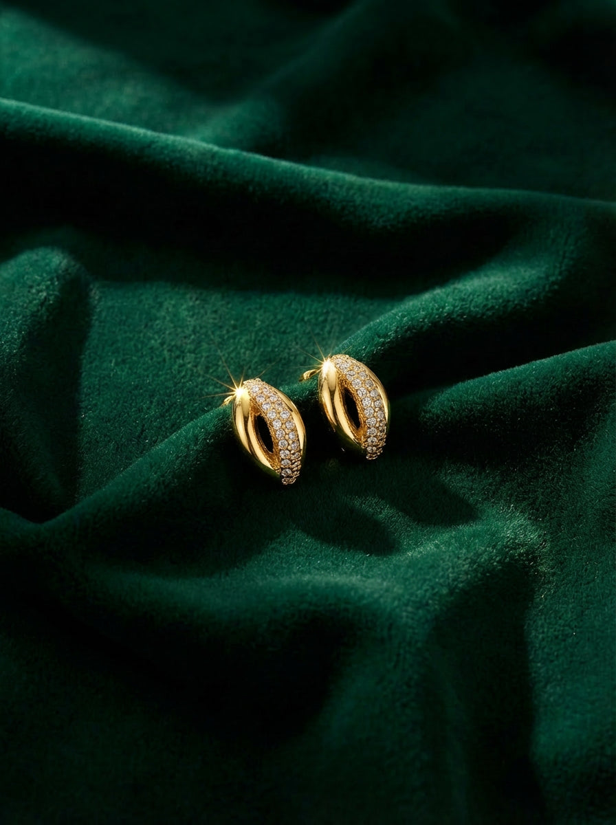 Sleek Pave Huggie Hoops