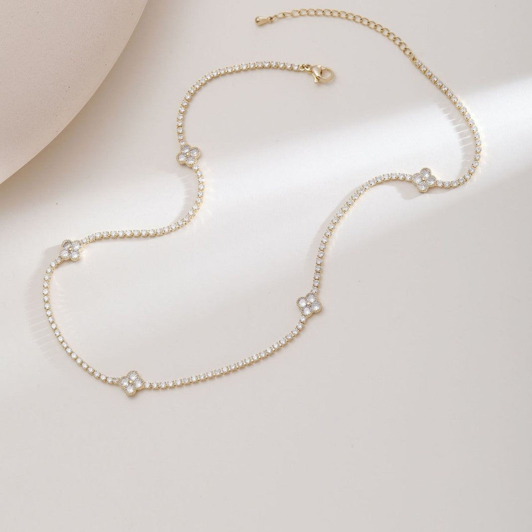 Lucky Clover Gemstone Necklace