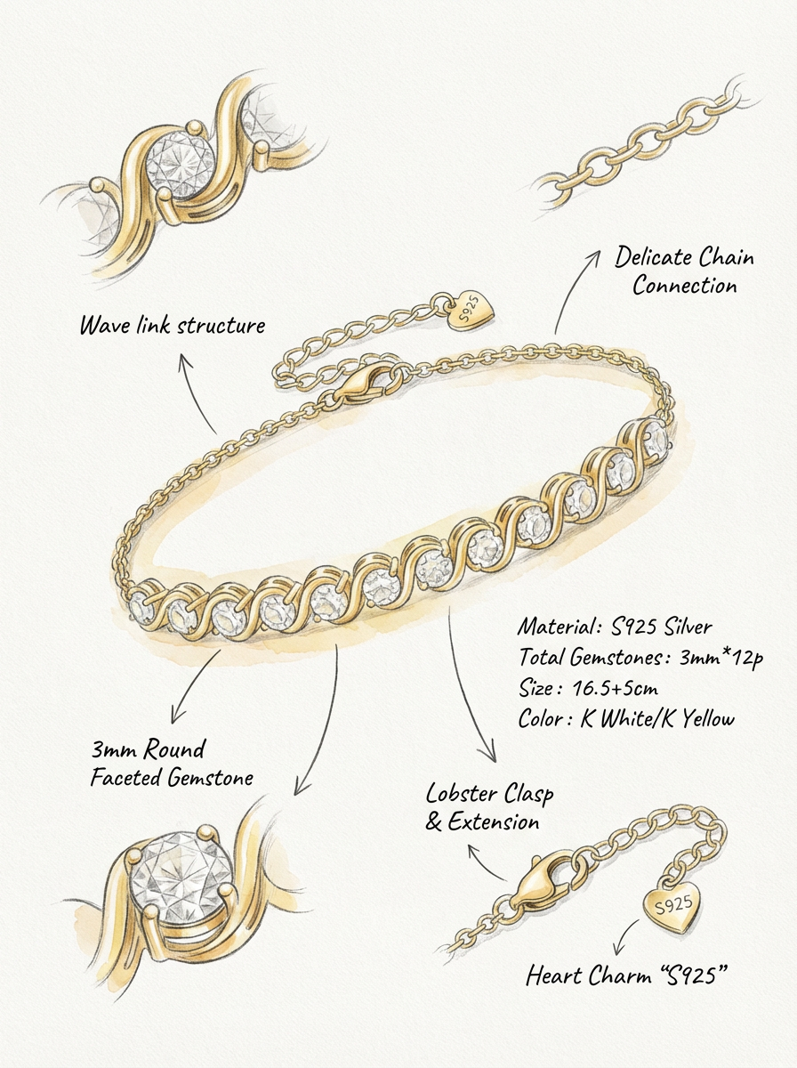 Luxe Diamond Design Bracelet