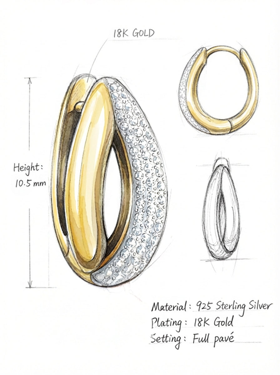 Sleek Pave Huggie Hoops