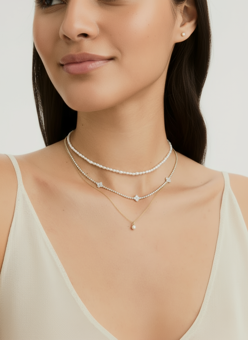 Lucky Clover Gemstone Necklace